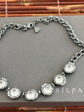Silpada Gunmetal Necklace with Clear Crystals